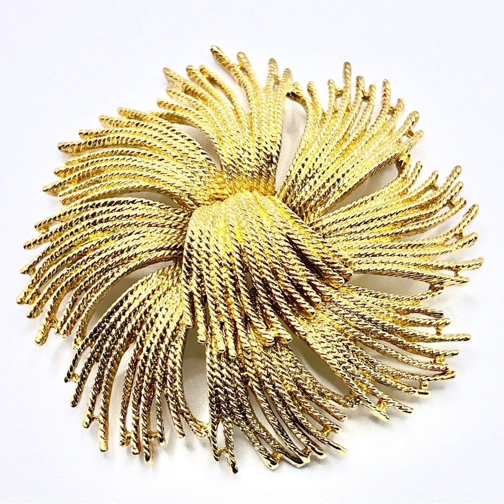 Vintage Signed Monet Gold Tone Cordelia Starburst Firework Tassels Brooch/Pin